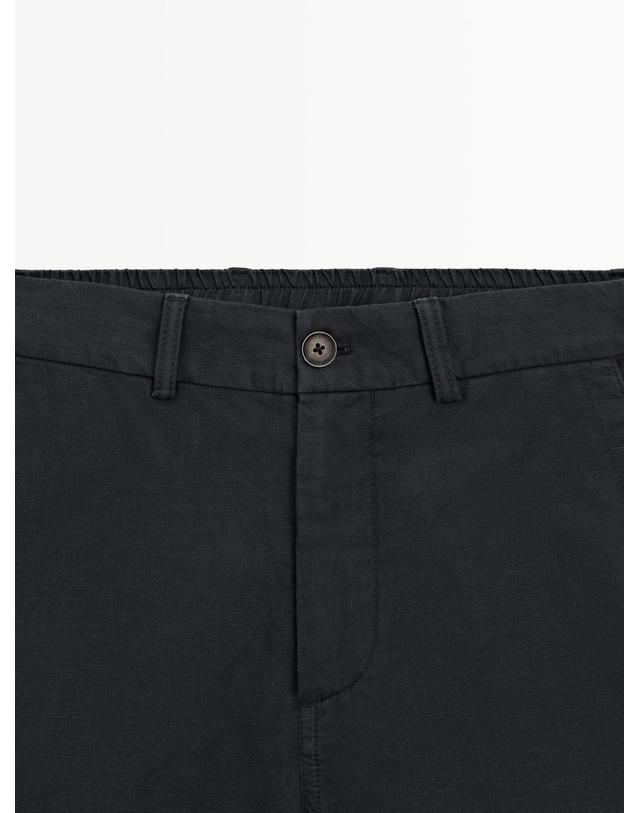 마시모두띠 마시모두띠 테크니컬 리넨 혼방 버뮤다 반바지 0196/005 NAVY BLUE 블랙 착용컷