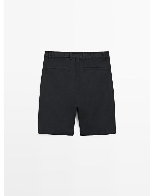 마시모두띠 마시모두띠 테크니컬 리넨 혼방 버뮤다 반바지 0196/005 NAVY BLUE 블랙 착용컷