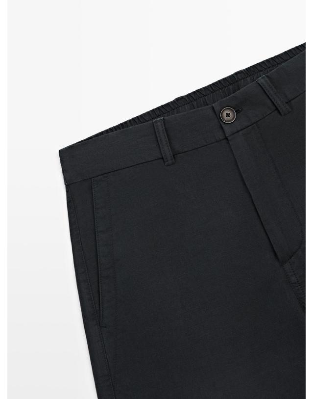 마시모두띠 마시모두띠 테크니컬 리넨 혼방 버뮤다 반바지 0196/005 NAVY BLUE 블랙 착용컷