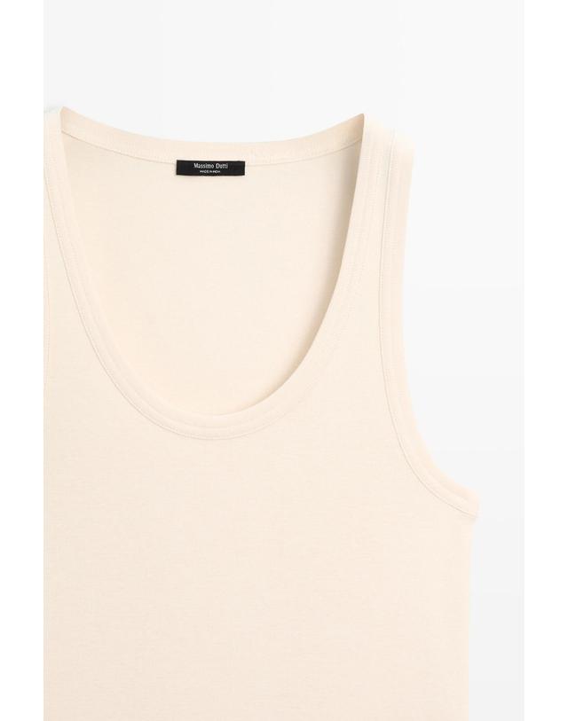 마시모두띠 마시모두띠 100% 코튼 슬리브리스 티셔츠 6240/810 BEIGE 아이보리 착용컷