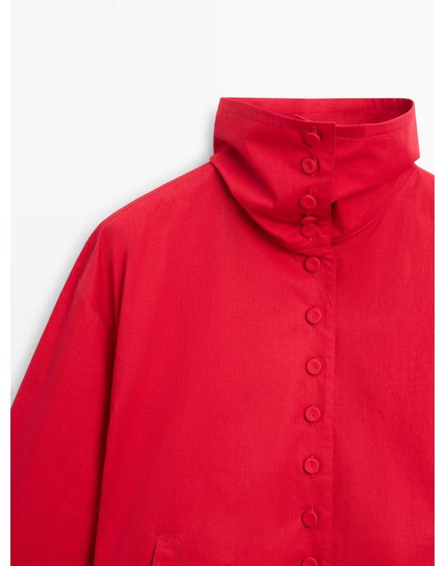 마시모두띠 마시모두띠 레드 버튼 디테일 코튼 재킷 6791/740 BRIGHT RED 착용컷