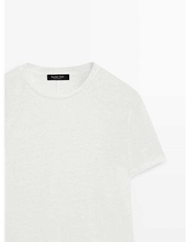 마시모두띠 마시모두띠 린넨 크루넥 반팔 티셔츠 6856/937 OFF WHITE 화이트 착용컷