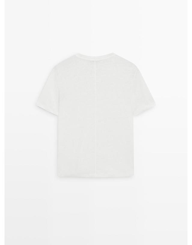 마시모두띠 마시모두띠 린넨 크루넥 반팔 티셔츠 6856/937 OFF WHITE 화이트 착용컷