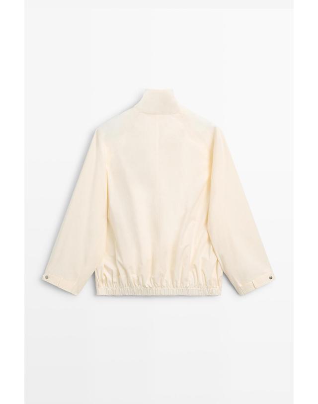 마시모두띠 마시모두띠 스냅버튼 하이넥 봄버 자켓 6727/939 CREAM 아이보리 착용컷