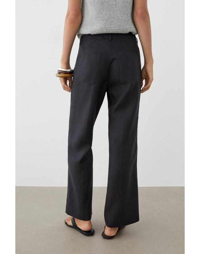 마시모두띠 마시모두띠 크롭 린넨 플레어 팬츠 5044/345 NAVY BLUE 네이비 착용컷