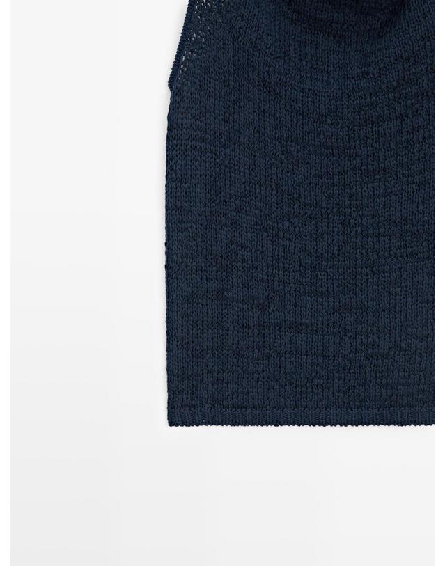 마시모두띠 마시모두띠 드레이프 오픈워크 니트 탑 5712/810 DARK BLUE 블루 착용컷