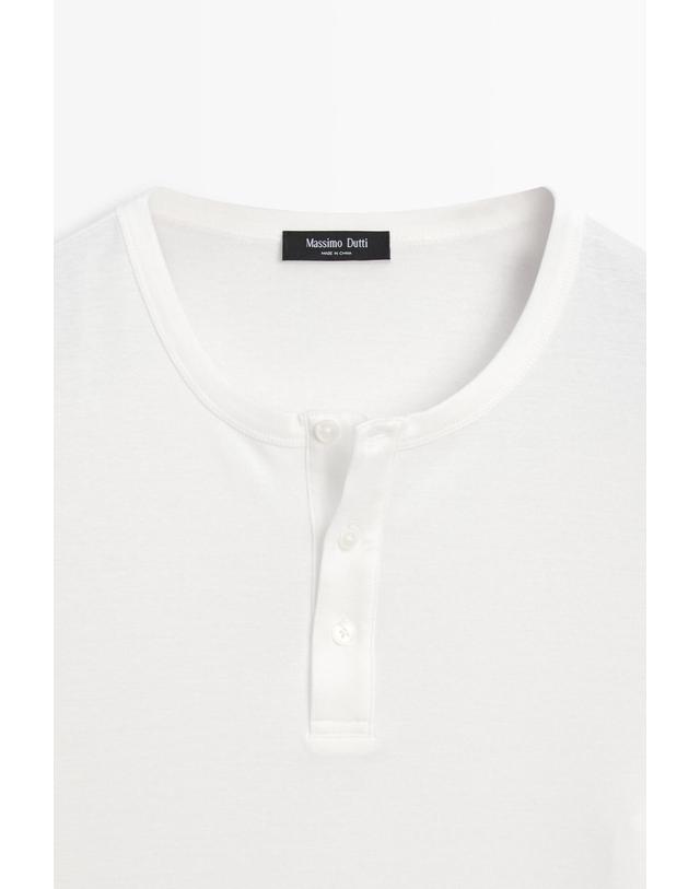 마시모두띠 마시모두띠 코튼 헨리넥 반팔 티셔츠 0768/176 OFF WHITE 아이보리 착용컷