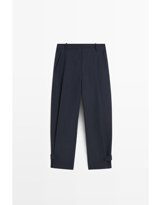 마시모두띠 마시모두띠 리넨 블렌드 플로우 탭 팬츠 5021/529 NAVY BLUE 네이비 착용컷