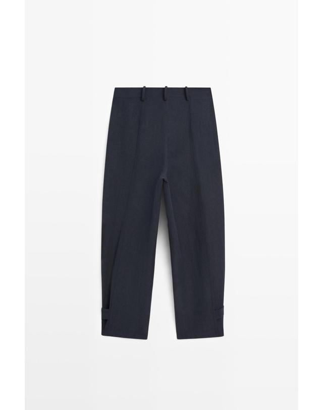 마시모두띠 마시모두띠 리넨 블렌드 플로우 탭 팬츠 5021/529 NAVY BLUE 네이비 착용컷