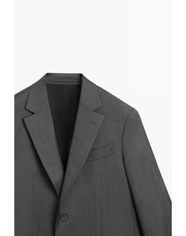 마시모두띠 마시모두띠 100% 울 스트라이프 블레이저 3768/562 CHARCOAL 그레이 착용컷