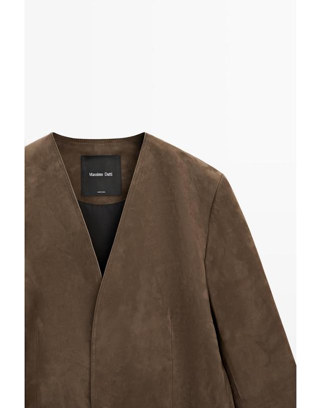 마시모두띠 마시모두띠 스웨이드 레더 오버핏 블레이저 4710/670 MOLE BROWN 브라운 착용컷