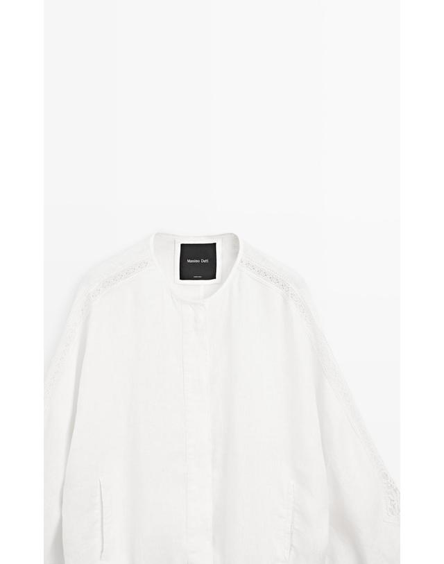 마시모두띠 마시모두띠 100% 린넨 자수 보머 자켓 6701/505 WHITE 화이트 착용컷