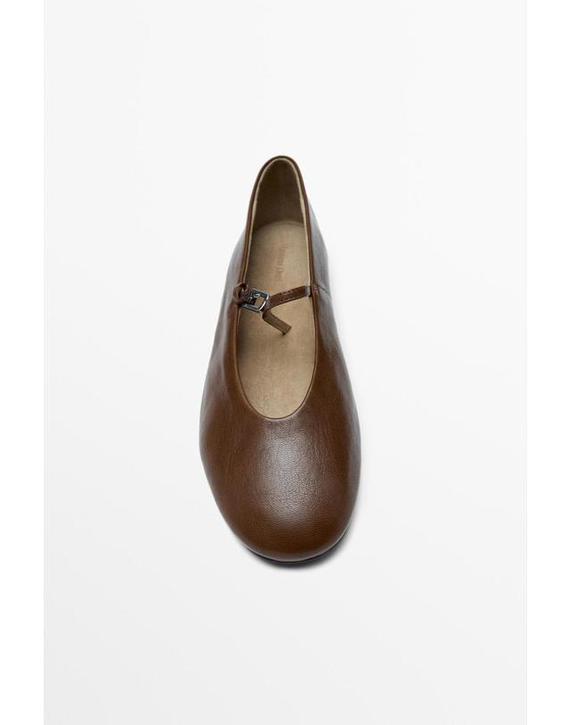 마시모두띠 마시모두띠 소프트 레더 발레리나 플랫슈즈 1575/750 HAZELNUT BROWN 브라운 착용컷
