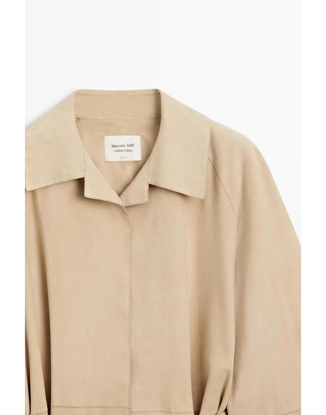 마시모두띠 마시모두띠 스웨이드 레더 롱 코트 4725/726 BEIGE 카멜 착용컷