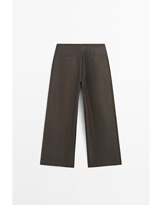 마시모두띠 마시모두띠 100% 린넨 와이드 팬츠 5048/850 BROWN MARL 브라운 착용컷