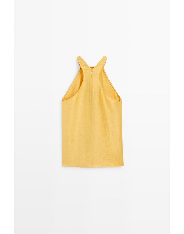 마시모두띠 마시모두띠 린넨 블렌드 홀터넥 탑 5135/610 NEON YELLOW 노랑 착용컷