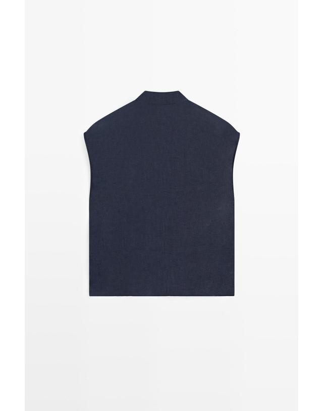 마시모두띠 마시모두띠 100% 린넨 버튼 민소매 셔츠 5150/550 DARK NAVY 네이비 착용컷