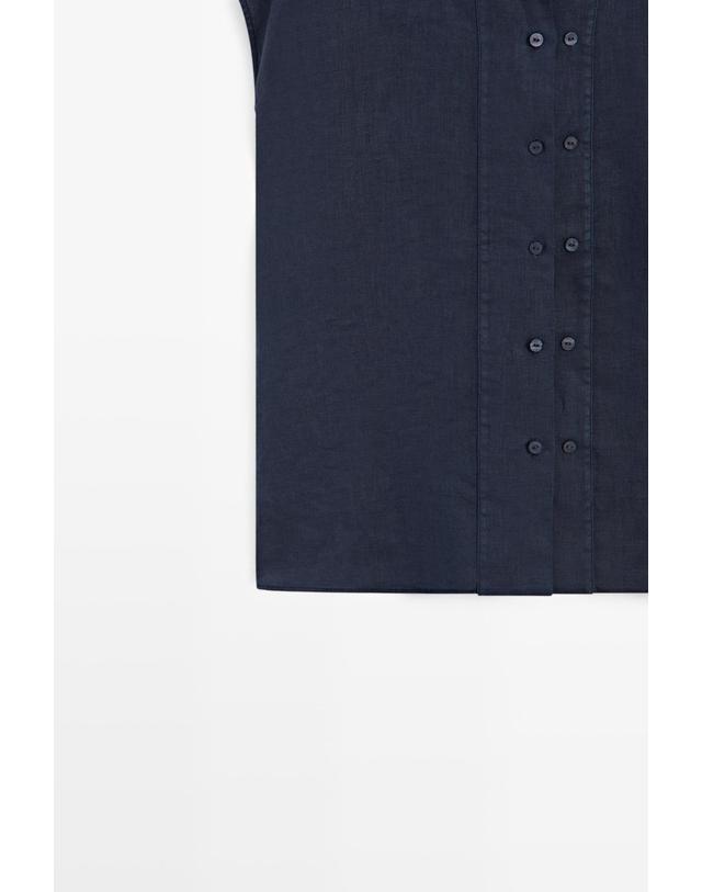 마시모두띠 마시모두띠 100% 린넨 버튼 민소매 셔츠 5150/550 DARK NAVY 네이비 착용컷