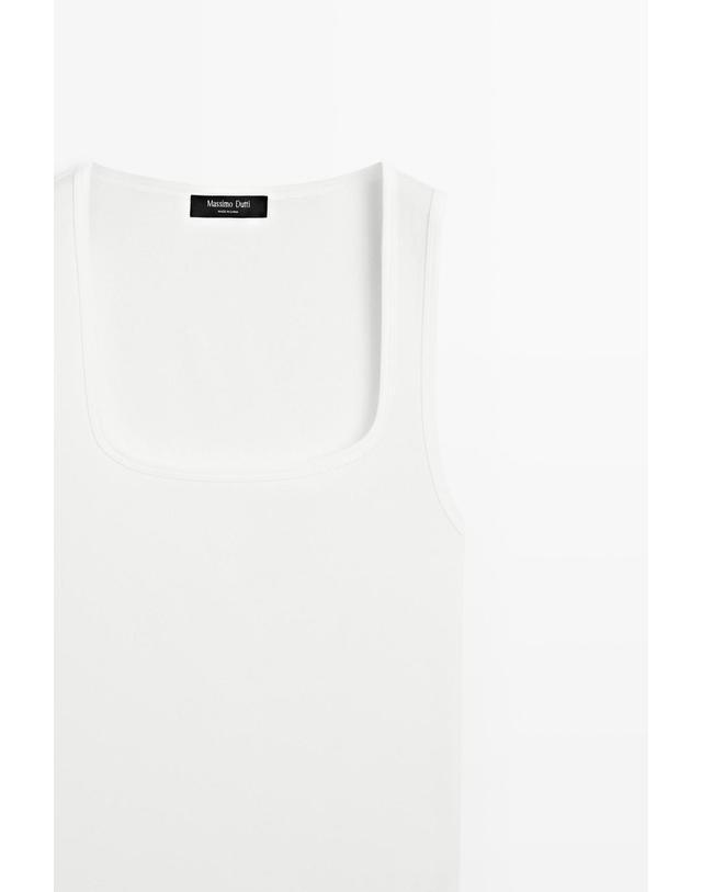 마시모두띠 마시모두띠 스퀘어넥 코튼 블렌드 민소매 탑 6256/578 OFF WHITE 아이보리 착용컷