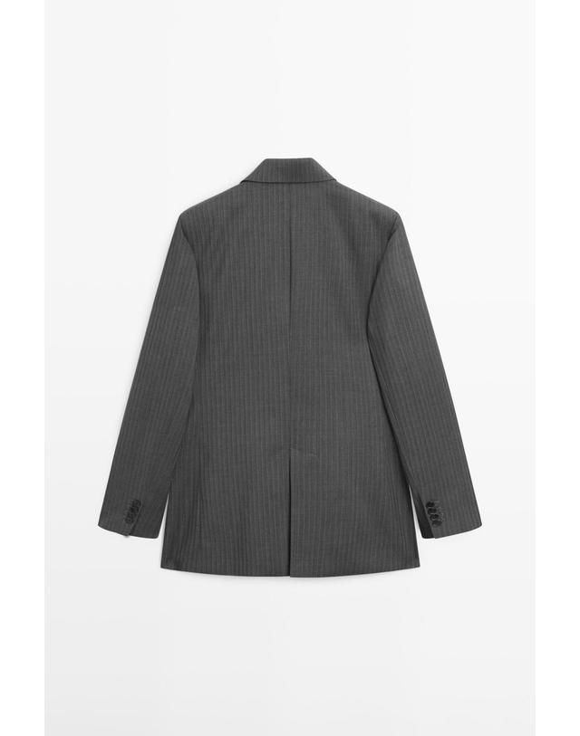 마시모두띠 마시모두띠 핀스트라이프 울 블렌드 블레이저 6076/519 GREY 그레이 착용컷
