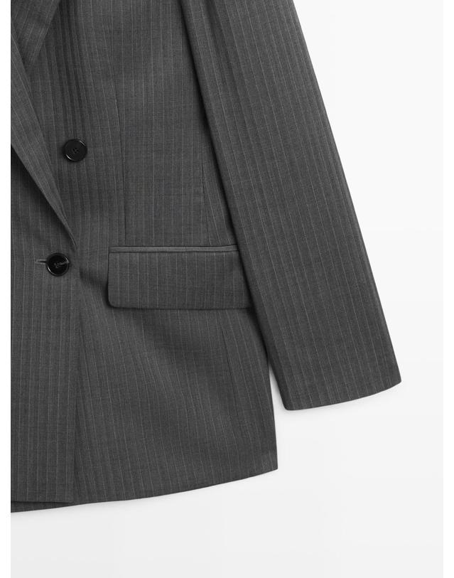 마시모두띠 마시모두띠 핀스트라이프 울 블렌드 블레이저 6076/519 GREY 그레이 착용컷