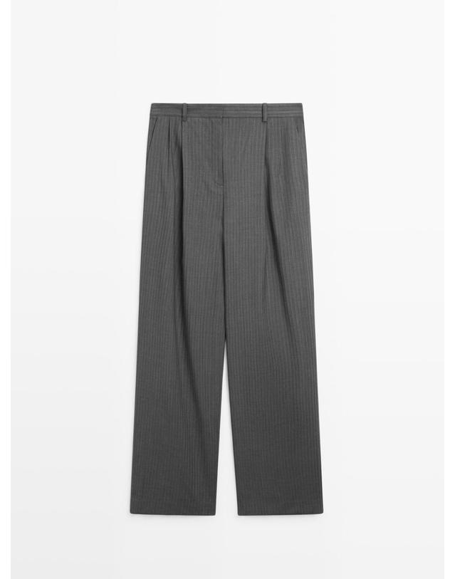 마시모두띠 마시모두띠 핀스트라이프 울 블렌드 정장 팬츠 5015/519 GREY 그레이 착용컷