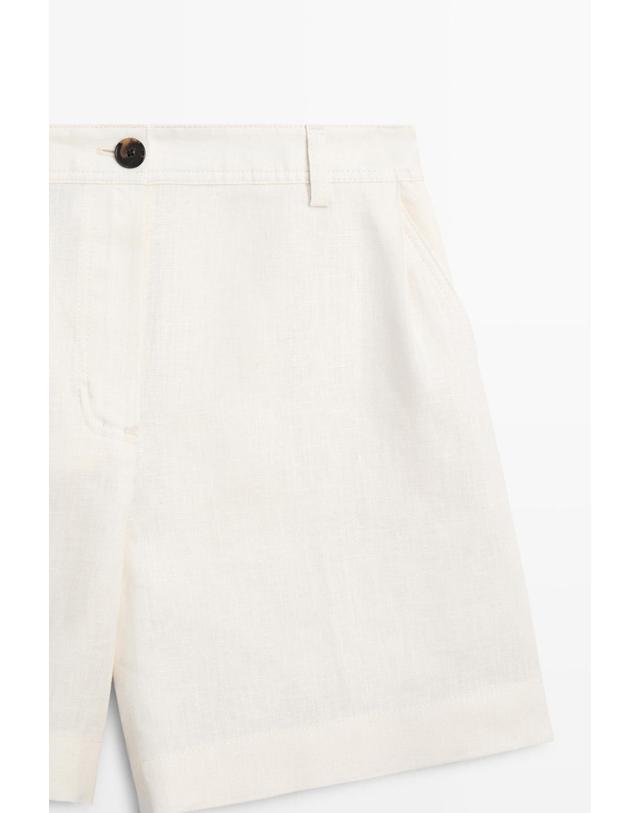 마시모두띠 마시모두띠 100% 린넨 플리츠 반바지 5033/733 OFF WHITE 아이보리 착용컷