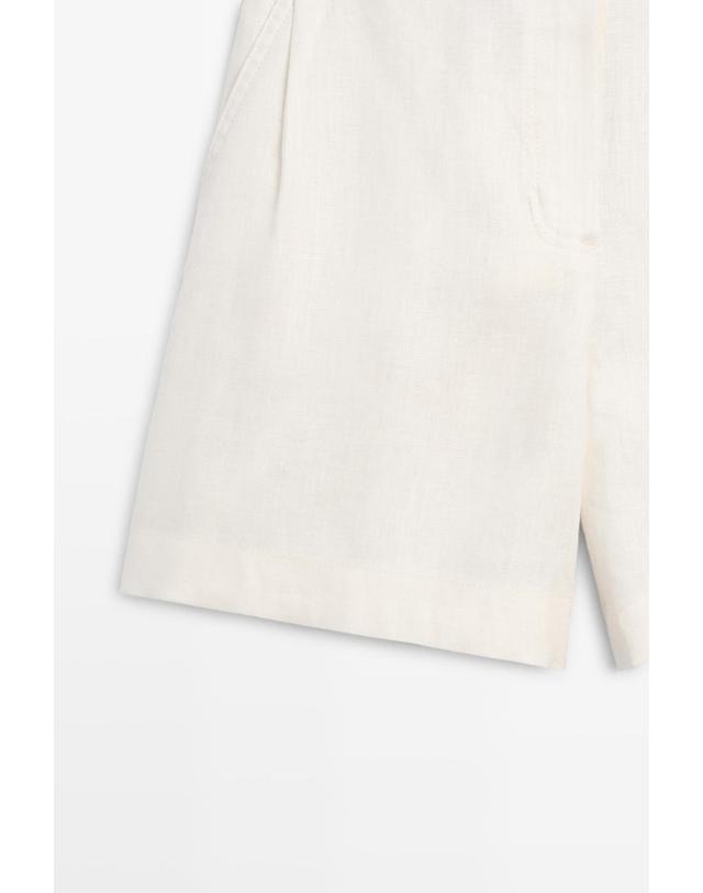 마시모두띠 마시모두띠 100% 린넨 플리츠 반바지 5033/733 OFF WHITE 아이보리 착용컷