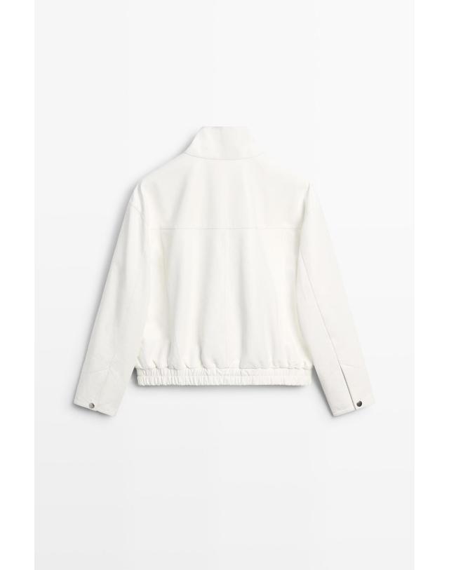마시모두띠 마시모두띠 나파 레더 봄버 자켓 4753/323 WHITE 화이트 착용컷