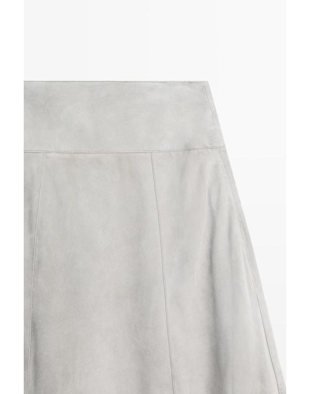 마시모두띠 마시모두띠 스웨이드 레더 새시 미디 스커트 5339/579 BLUISH GREY 베이지 착용컷