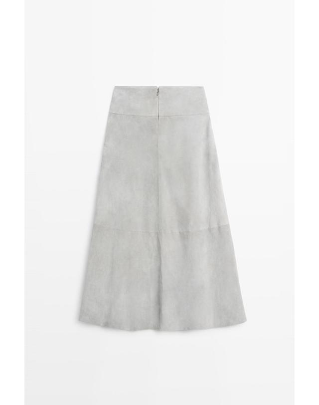 마시모두띠 마시모두띠 스웨이드 레더 새시 미디 스커트 5339/579 BLUISH GREY 베이지 착용컷