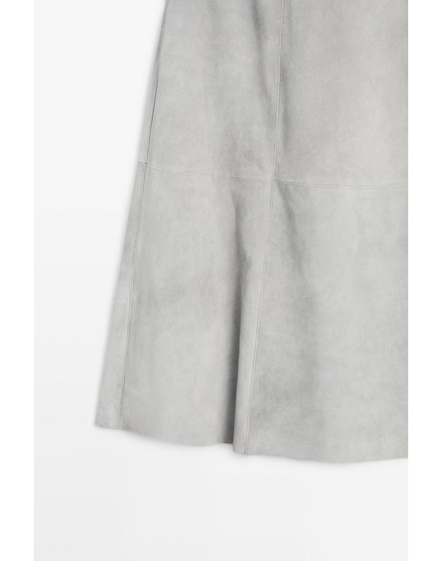 마시모두띠 마시모두띠 스웨이드 레더 새시 미디 스커트 5339/579 BLUISH GREY 베이지 착용컷