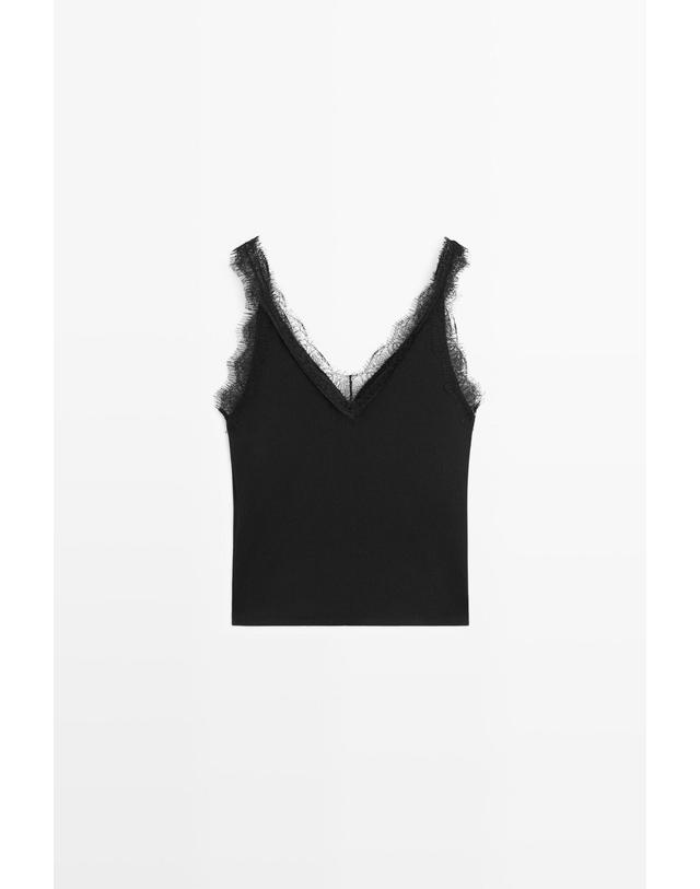 마시모두띠 마시모두띠 레이스 트림 스트랩 브이넥 민소매 탑 6811/918 BLACK 블랙 착용컷