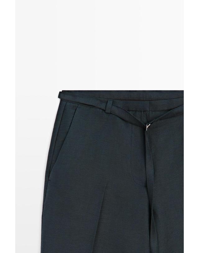 마시모두띠 마시모두띠 벨트 코튼 린넨 와이드 버뮤다 팬츠 5002/603 NAVY BLUE 네이비 착용컷
