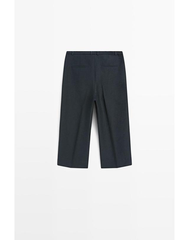 마시모두띠 마시모두띠 벨트 코튼 린넨 와이드 버뮤다 팬츠 5002/603 NAVY BLUE 네이비 착용컷