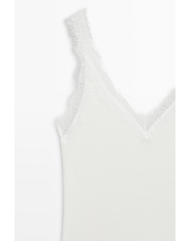 마시모두띠 마시모두띠 레이스 트림 스트랩 브이넥 민소매 탑 6811/918 OFF WHITE 아이보리 착용컷
