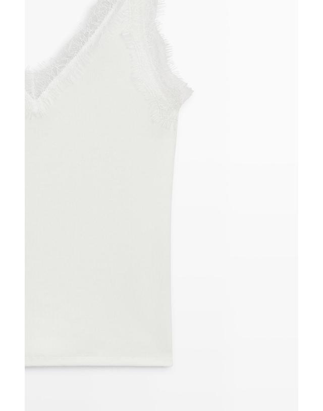 마시모두띠 마시모두띠 레이스 트림 스트랩 브이넥 민소매 탑 6811/918 OFF WHITE 아이보리 착용컷