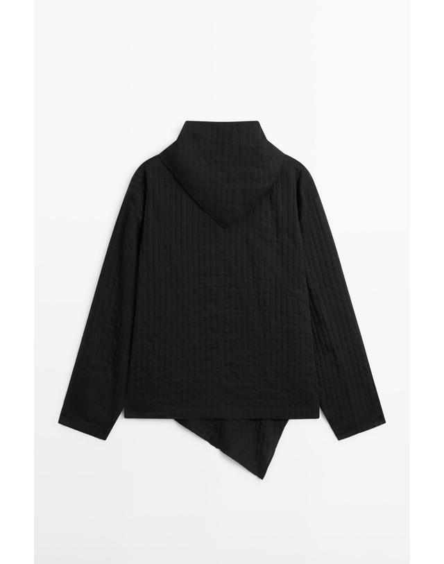 마시모두띠 마시모두띠 스트라이프 스카프넥 린넨 긴팔 셔츠 5199/999 BLACK 블랙 착용컷