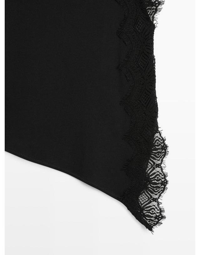 마시모두띠 마시모두띠 레이스 디테일 크루넥 민소매 탑 6813/128 BLACK 블랙 착용컷