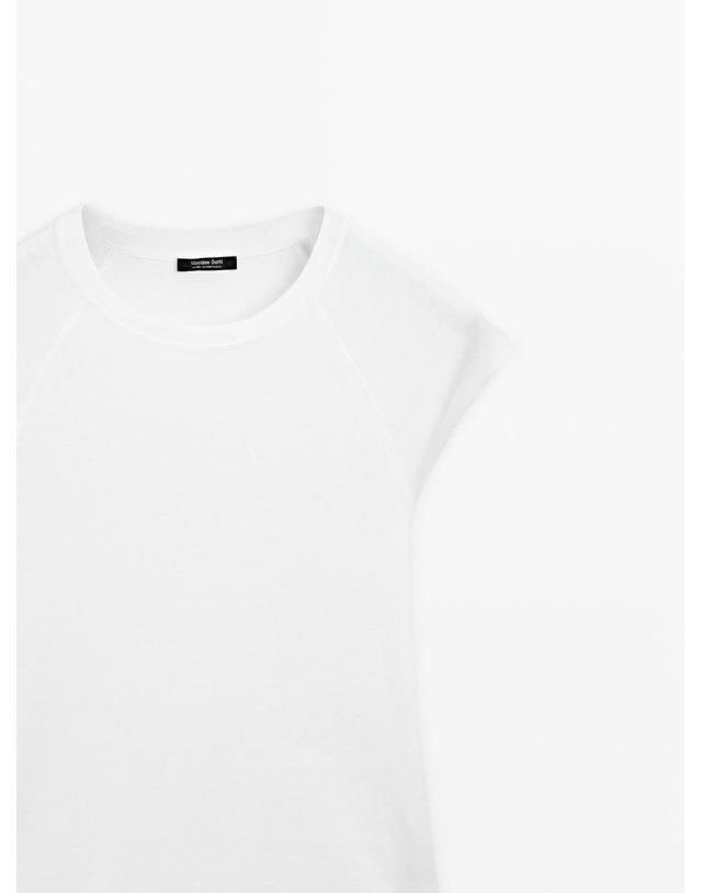 마시모두띠 마시모두띠 100% 코튼 래글런 반팔 티셔츠 6817/815 OFF WHITE 화이트 착용컷