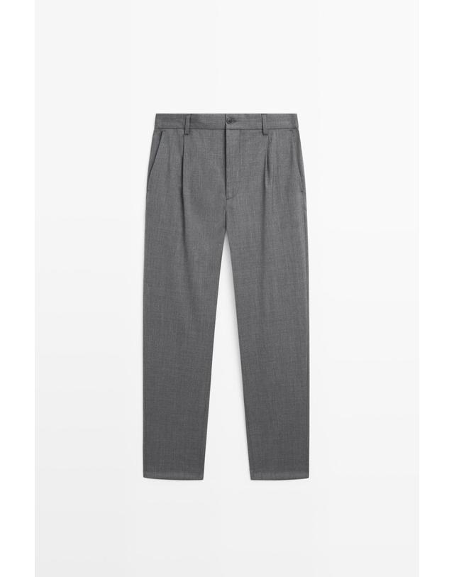 마시모두띠 마시모두띠 쿨 울 혼방 핀턱 와이드 팬츠 2860/376 MEDIUM GREY 그레이 착용컷
