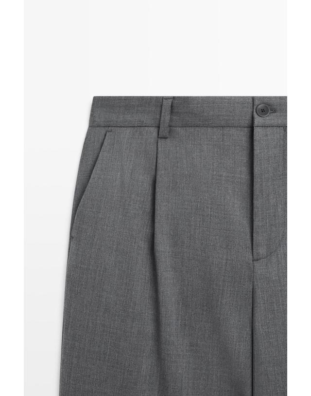 마시모두띠 마시모두띠 쿨 울 혼방 핀턱 와이드 팬츠 2860/376 MEDIUM GREY 그레이 착용컷