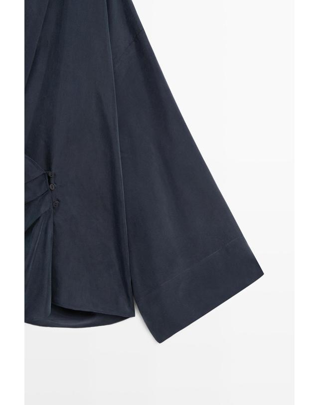 마시모두띠 마시모두띠 셔링 브이넥 랩 블라우스 5114/814 NAVY BLUE 네이비 착용컷