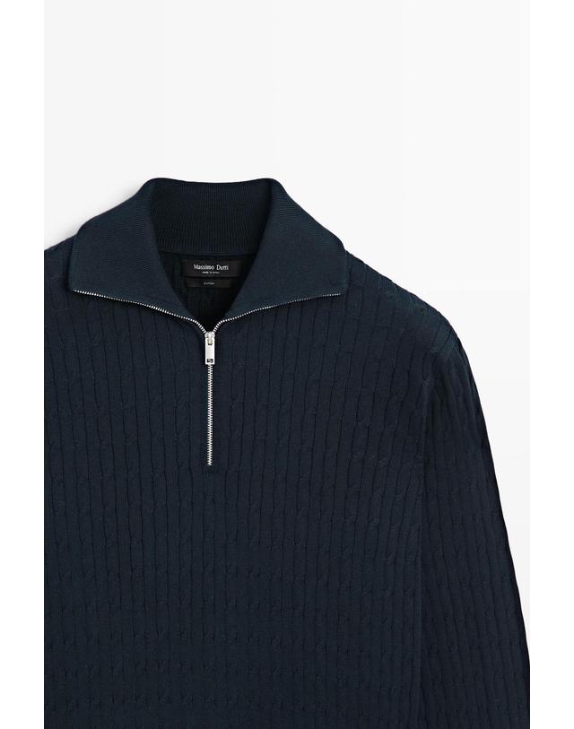 마시모두띠 마시모두띠 모크넥 집업 니트 스웨터 1342/201 NAVY BLUE 네이비 착용컷