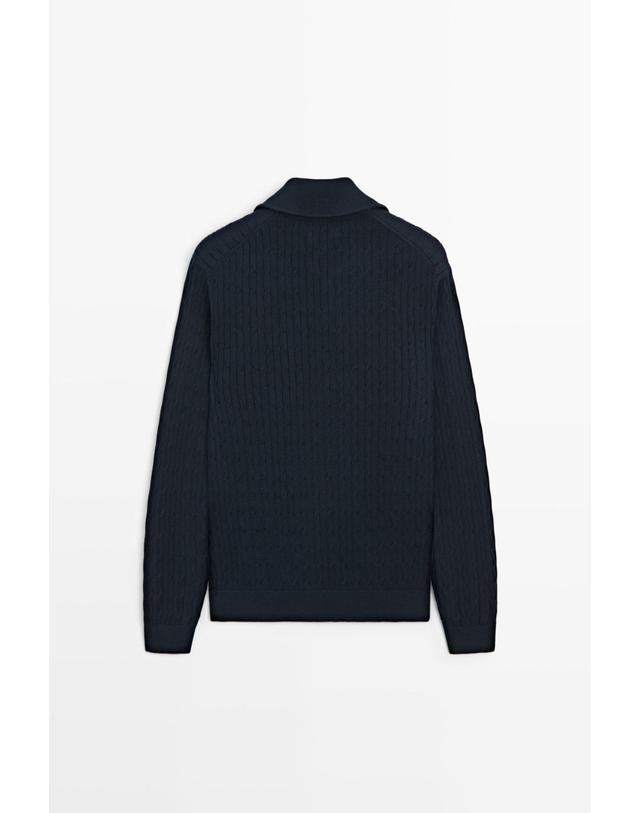 마시모두띠 마시모두띠 모크넥 집업 니트 스웨터 1342/201 NAVY BLUE 네이비 착용컷