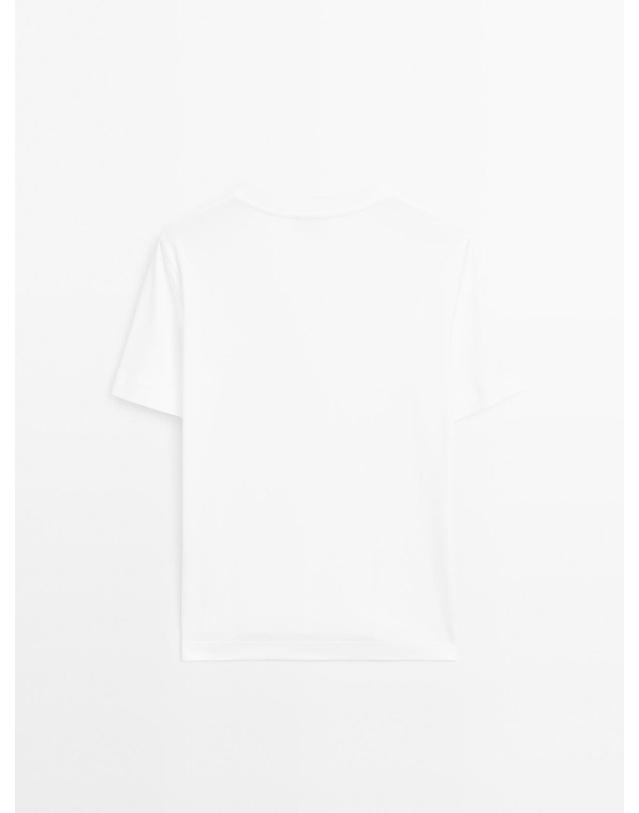 마시모두띠 마시모두띠 100% 코튼 크루넥 반팔 티셔츠 6825/541 OFF WHITE 아이보리 착용컷