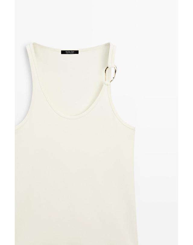 마시모두띠 마시모두띠 주얼 디테일 코튼 혼방 민소매 탑 6817/130 CREAM 아이보리 착용컷