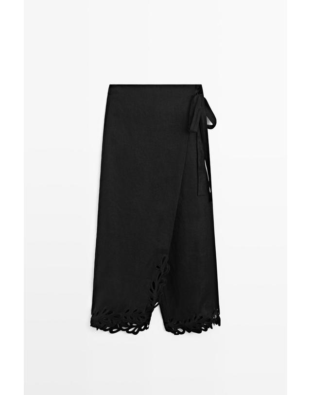 마시모두띠 마시모두띠 100% 린넨 자수 스커트 팬츠 5299/511 BLACK 블랙 착용컷