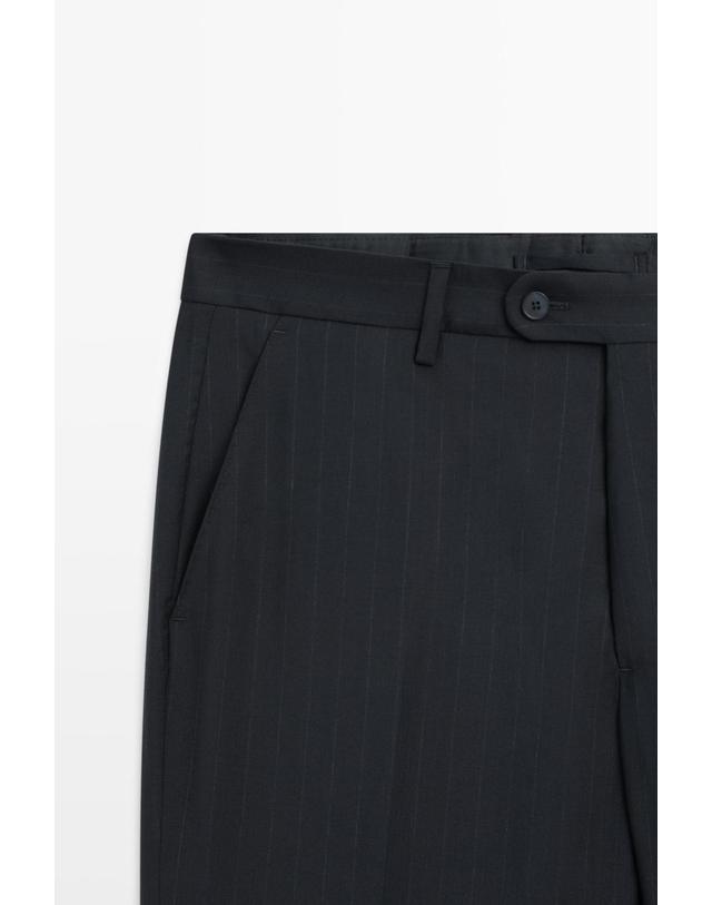 마시모두띠 마시모두띠 스트라이프 울 슬림 정장 팬츠 3680/547 NAVY BLUE 네이비 착용컷