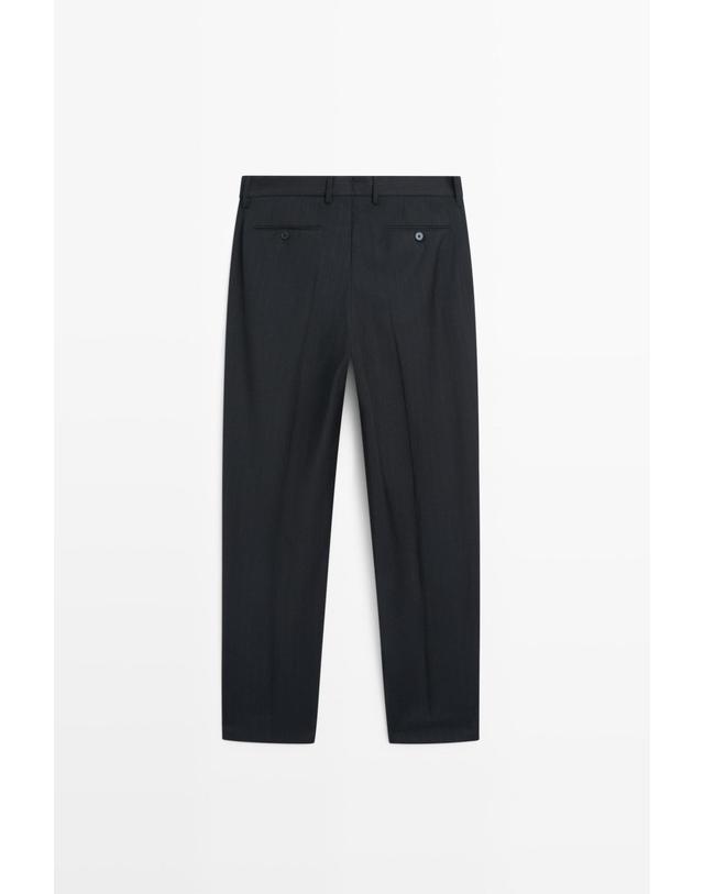 마시모두띠 마시모두띠 스트라이프 울 슬림 정장 팬츠 3680/547 NAVY BLUE 네이비 착용컷